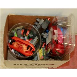 BOX OF GARDEN HOSE ATTACHMENTS AND STRAPS