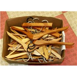 BOX OF WOOD HANGERS