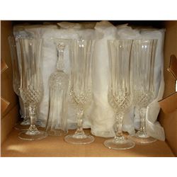 BOX OF TALL CRYSTAL GLASSES