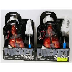 2 COMPACT, FOLDABLE POCKET BOTTLES/FLASK.