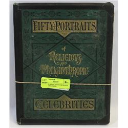 ANTIQUE BOOK, FIFTY PORTRAITS OF RELIGIOUS AND