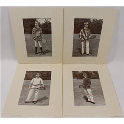 SET OF 4 VINTAGE TENNIS PLAYER LITHOGRAPHS