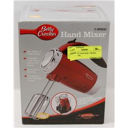 NEW BETTY CROCKER 7-SPEED HAND MIXER,