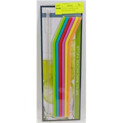 PACKAGE OF 6 NEW SILICONE DRINKING STRAWS WITH