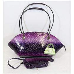 PURPLE SNAKESKIN STYLE HANDBAG