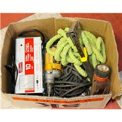 LOT OF TOOLS, BATTERY CHARGER, DEWALT DRILL