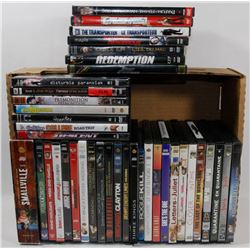 FLAT OF ASSORTED DVDS.