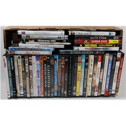 FLAT OF ASSORTED DVDS.