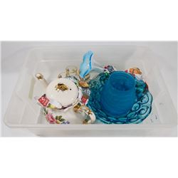 FLAT OF COWBOY BOOT SHOOTER GLASSES, TEA POT MADE