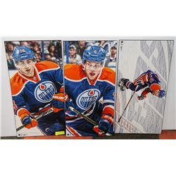 LOT OF 3 OILERS MOUNTED PRINTS