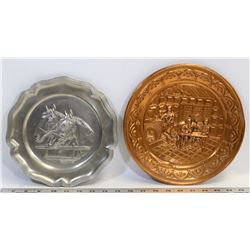 2 ANTIQUE HANGING WALL PLATES