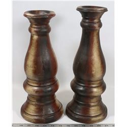 LARGE PAIR OF BROWN CANDLE HOLDERS