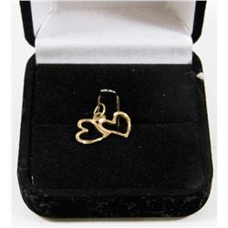 10K YELLOW GOLD  DOUBLE HEART PENDANT,