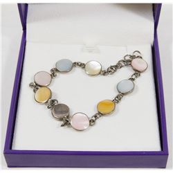 .925 SILVER BRACELET W/MOTHER OF PEAR -