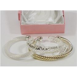 NEW 3PC SILVER PLATED BRACELET ASSORTED STYLES.