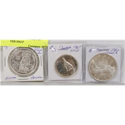LOT OF 3 CANADIAN COINS, 1967 WOLF SILVER HALF