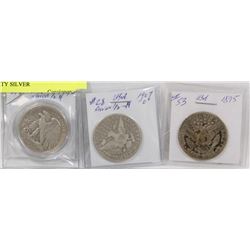 LOT OF 3 USA COINS, 1940 WALKING LIBERTY SILVER