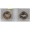 Image 1 : SET OF 2 - $10 VEGAS SILVER STRIKE GAMING TOKENS.