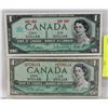 Image 1 : CANADA 1954 AND 1967 DOLLAR BILLS.