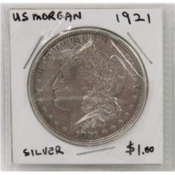 US MORGAN 1921 SILVER DOLLAR COIN.