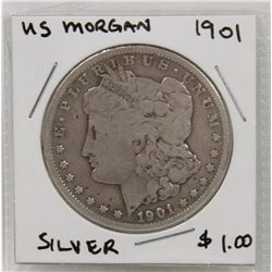 US MORGAN 1901 SILVER DOLLAR COIN.