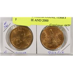 LOT OF 2 1 DOLLAR COINS, TERRY FOX LOONIE AND 2000
