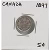 Image 1 : CANADA 1897 FIVE CENT SILVER COIN.