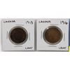 Image 1 : 2 – CANADA ONE CENT COINS  1913  1916.