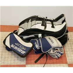 PAIR VAUGHN ICON GOALIE PADS WITH GOALIE CATCHER