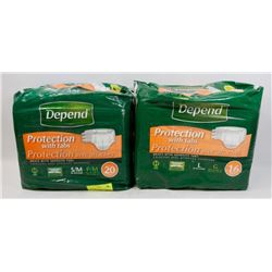 2 PACKS OF DEPEND PROTECTION WITH TABS, UNISEX