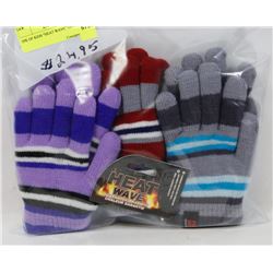 3PK OF KIDS "HEAT WAVE" GLOVES