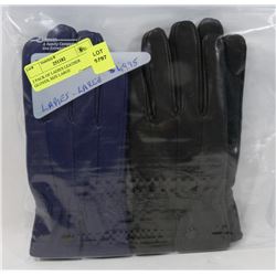 2 PACK OF LADIES LEATHER GLOVES, SIZE LARGE
