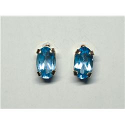 3) 10K YELLOW GOLD BLUE TOPAZ EARRINGS