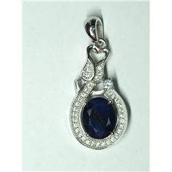 8) STERLING SILVER SAPPHIRE & CZ PENDANT