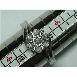 14) STERLING SILVER 7 DIAMOND RING