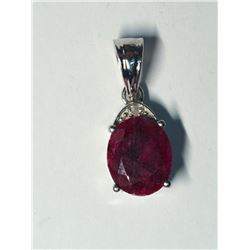 33) STERLING SILVER RUBY & DIAMOND PENDANT
