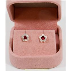 40) 10K RUBY MOTHER OF PEARL JACKET EARRINGS