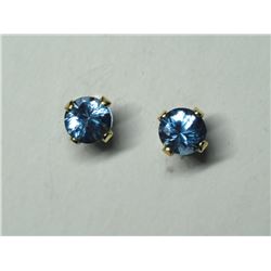 67) 14K YELLOW GOLD BLUE TOPAZ EARRINGS