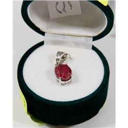 89) STERLING SILVER RUBY DIAMOND PENDANT