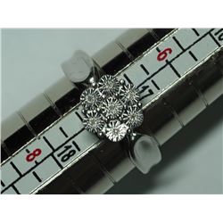 90) STERLING SILVER 7 DIAMOND RING
