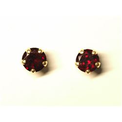 97) 14K YELLOW GOLD GARNET EARRINGS
