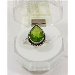 #132-GREEN PERIDOT GEMSTONE RING