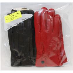 2 PACK OF LADIES LEATHER GLOVES, SIZE MED