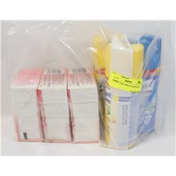 BAG OF LYSOL SPRAYS AND OLAY BAR SOAP