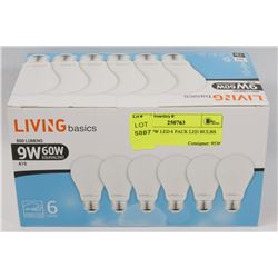 1- NEW 9W LED 6 PACK LED BULBS
