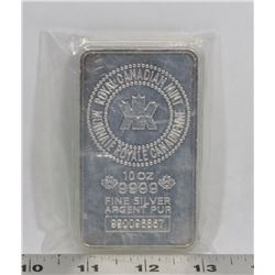 RCM 10 TROY OUNCE .999 SILVER BAR