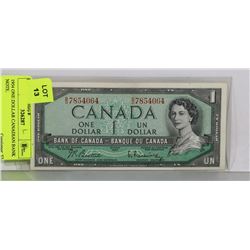 1954 ONE DOLLAR CANADIAN BANK NOTE.