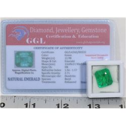 #18- NATURAL GREEN EMERALD GEMSTONE 11.98CT