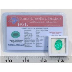 #19-NATURAL GREEN EMERALD GEMSTONE 9.37CT