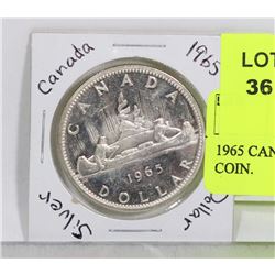 1965 CANADIAN SILVER DOLLAR COIN.